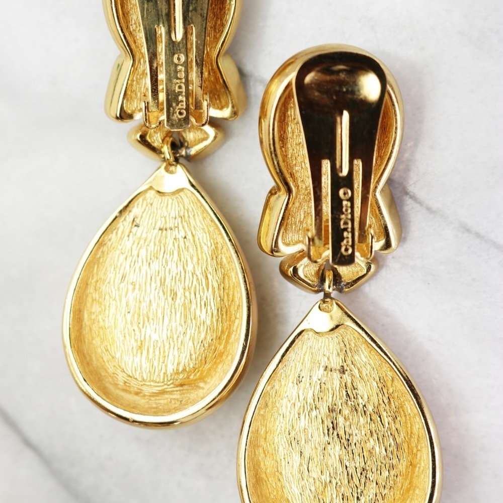 ⚜️ Vintage Christian Dior Crystal & Pearl Earrings - Picture 9 of 15